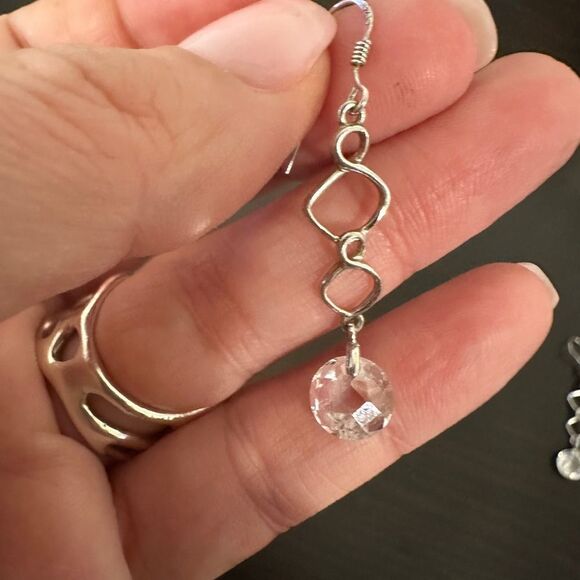 Sterling Silver earrings with Swarovski crystal - Picture 2 of 4